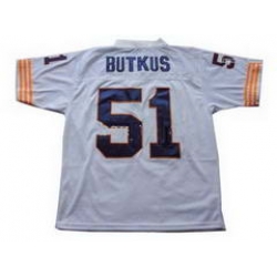 Butkus 51 Chicago Bears Throwback Jerseys White Jersey Big Number