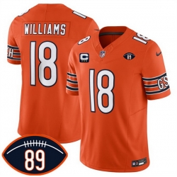 Men Chicago Bears  18 Caleb Williams Orange 2026 With Mike Ditka 89 Patch And With 3 star C Patch Vapor Untouchable Limited Stitched Football Jersey