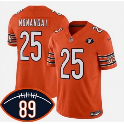 Men Chicago Bears  25 Kyle Monangai Orange 2026 F U S E  With Mike Ditka 89 Patch Vapor Untouchable Limited Stitched Football Jersey