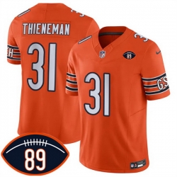 Men Chicago Bears  31 Dillon Thieneman Orange 2026 F U S E  With Mike Ditka 89 Patch Vapor Untouchable Limited Stitched Football Jersey