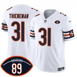 Men Chicago Bears  31 Dillon Thieneman White 2026 F U S E  With Mike Ditka 89 Patch Vapor Untouchable Limited Stitched Football Jersey