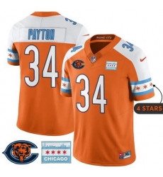 Men Chicago Bears  34 Walter Payton Orange Alternate City Edition F U S E  With Chicago Flag Vapor Untouchable Limited Stitched Football Jersey
