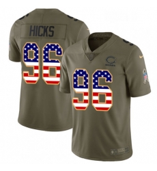 Mens Nike Chicago Bears 96 Akiem Hicks Limited OliveUSA Flag Salute to Service NFL Jersey