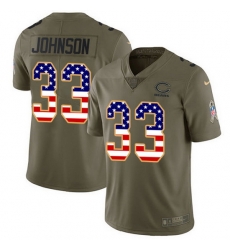 Nike Bears 33 Jaylon Johnson Olive USA Flag Men Stitched NFL Limited 2017 Salute To Service Jersey