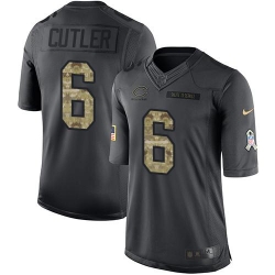 Nike Bears #6 Jay Cutler Black Mens Stitched NFL Limited 2016 Salute to Service Jersey