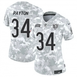 Women Chicago Bears 34 Walter Payton 2024 F U S E Arctic Camo Salute To Service Limited Stitched Football Jersey