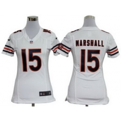 Women Nike Chicago Bears 15 Marshall White Nike NFL Game Jerseys