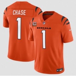 Men Cincinnati Bengals  1 Ja Marr Chase Orange 2026 F U S E  2 Star C Patch Vapor Untouchable Limited Stitched Football Jersey