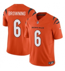 Men Cincinnati Bengals 6 Jake Browning Orange 2023 F U S E  Vapor Untouchable Limited Stitched Jersey