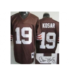 Cleveland Browns 19 Bernie Kosar Brown Throwback M&N Signed NFL Jerseys