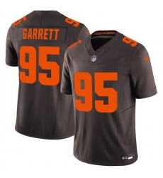 Men Cleveland Browns 95 Myles Garrett Brown 2025 F U S E  Alpha Dawg Limited Stitched Football Jersey