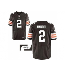 Nike Cleveland Browns 2 Johnny Manziel Brown Elite Signed NFL Jersey