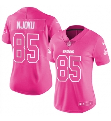 Womens Nike Browns #85 David Njoku Pink  Stitched NFL Limited Rush Fashion Jersey