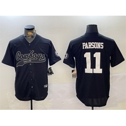 Men Dallas Cowboys 11 Micah Parsons Black With Patch Cool Base Stitched Baseball Jersey