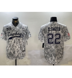 Men Dallas Cowboys 22 Emmitt Smith 2024 Arctic Camo Salute To Service Stitched Baseball Jersey 5