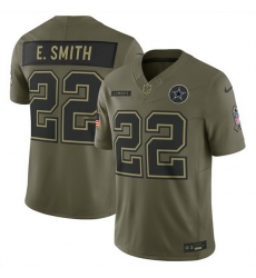 Men Dallas Cowboys 22 Emmitt Smith Olive 2025 Salute to Service Limited Stitched Football Jersey