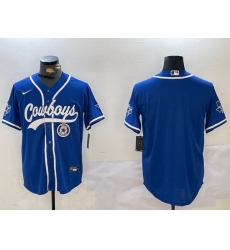 Men Dallas Cowboys Blank Royal With Patch Cool Base Stitched Baseball Jersey 3