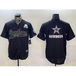 Men Dallas Cowboys Team Big Logo Black With Patch Cool Base Stitched Baseball Jersey 12