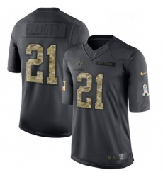 Mens Nike Dallas Cowboys 21 Ezekiel Elliott Limited Black 2016 Salute to Service NFL Jersey