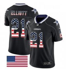 Mens Nike Dallas Cowboys 21 Ezekiel Elliott Limited Black Rush USA Flag NFL Jersey