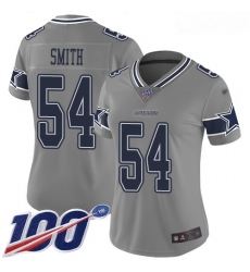 Cowboys #54 Jaylon Smith Gray Women Stitched Football Limited Inverted Legend 100th Season Jersey