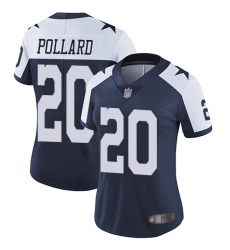 Women Cowboys 20 Tony Pollard Navy Blue Thanksgiving Stitched Football Vapor Untouchable Limited Throwback Jersey