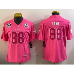 Women Dallas Cowboys 88 CeeDee Lamb Pink Vapor Untouchable Limited Stitched Football Jersey  1