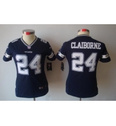 Women Nike Dallas Cowboys 24# Claiborne Blue Color[Women's NIKE LIMITED Jersey]