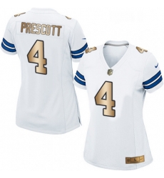 Womens Nike Dallas Cowboys 4 Dak Prescott Elite WhiteGold NFL Jersey