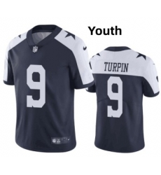 Youth Dallas Cowboys 9 KaVontae Turpin Navy White Thanksgiving Vapor Limited Jersey