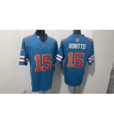 Men Denver Broncos 15 Nik Bonitto Blue F U S E With Patch Throwback Vapor Limited Stitched Football Jersey Men Denver Broncos 15 Nik Bonitto Blue F U S E With Patch Throwback Vapor Limited Stitched Football Jersey