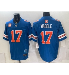 Men Denver Broncos 17 Jaylen Waddle Blue F U S E With 2 Star C Patch Throwback Vapor Limited Stitched Football Jersey Men Denver Broncos 17 Jaylen Waddle Blue F U S E With 2 Star C Patch Throwback Vapor Limited Stitched Football Jersey