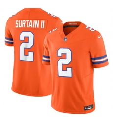 Men Denver Broncos 2 Pat Surtain II Orange F U S E  Mile High Collection 1977 Throwback Vapor Limited Stitched Football Jersey