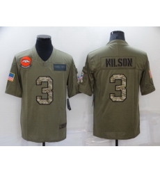 Men Denver Broncos 3 Russell Wilson Olive Camo Salute To Service Limited Stitched jersey