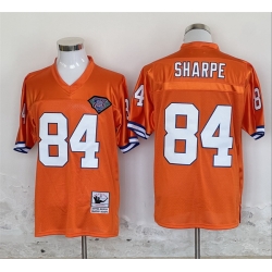 Men Denver Broncos 84 Shannon Sharpe Orange Throwback Stitched Jersey