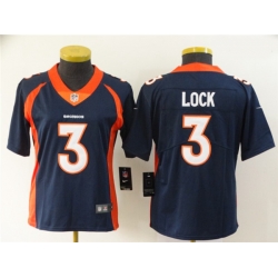 Women Nike Broncos 3 Drew Lock Navy Women Vapor Untouchable Limited Jersey