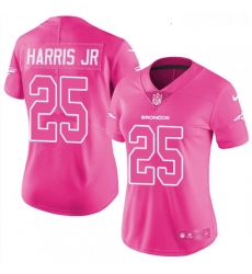 Womens Nike Denver Broncos 25 Chris Harris Jr Limited Pink Rush Fashion NFL Jersey