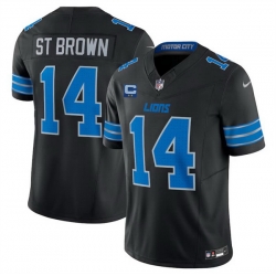 Men Detroit Lions 14 Amon Ra St  Brown Black 2024 F U S E  With 2 Star C Patch 2nd Alternate Vapor Limited Stitched Jersey