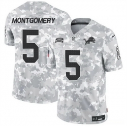 Men Detroit Lions 5 David Montgomery 2024 F U S E Arctic Camo Salute To Service Limited Stitched Football Jersey