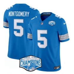 Men Detroit Lions 5 David Montgomery Blue 2024 NFC North Champions F U S E  Vapor Limited Stitched Jersey