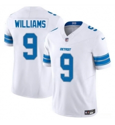 Men Detroit Lions 9 Jameson Williams White 2024 F U S E  Vapor Limited Stitched Jersey