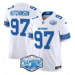 Men Detroit Lions 97 Aidan Hutchinson White 2024 NFC North Champions F U S E  Vapor Limited Stitched Jersey