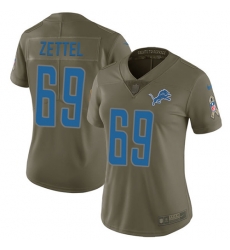 Nike Lions #69 Anthony Zettel Olive Womens Stitched NFL Limited 2017 Salute to Service Jersey