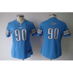 Women Nike Detroit Lions 90# Ndamukong Suh Blue Jersey