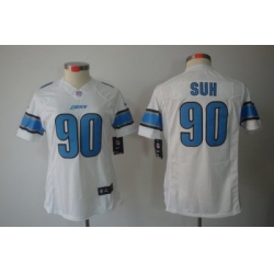 Women Nike Detroit Lions 90# Ndamukong Suh White Color[Women LIMITED Jerseys]