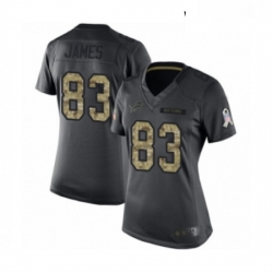 Womens Detroit Lions 83 Jesse James Limited Black 2016 Salute to Service Football Jersey