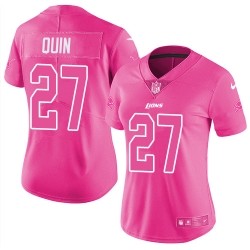 Womens Nike Lions #27 Glover Quin Pink  Stitched NFL Limited Rush Fashion Jersey