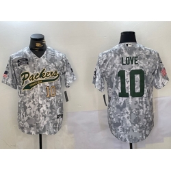 Men Green Bay Packers 10 Jordan Love 2024 Arctic Camo Salute To Service Stitched Baseball Jersey 1