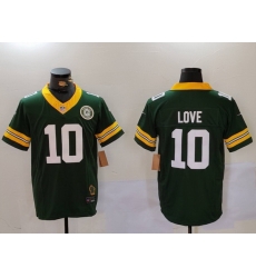 Men Green Bay Packers 10 Jordan Love Green 2023 F U S E  With Patch Limited Stitched Football Jersey