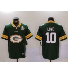 Men Green Bay Packers 10 Jordan Love Green Big Logo With Patch Vapor Limited Stitched Football Jersey